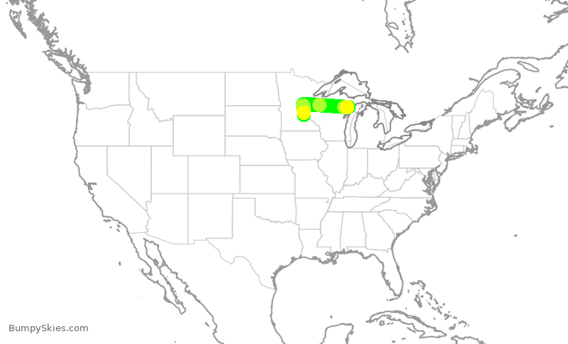 Turbulence forecast map for SKW4239, ESC to MSP