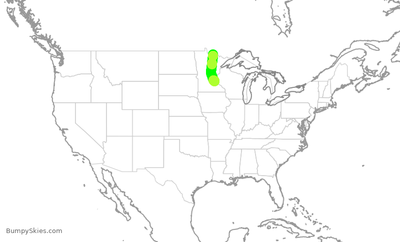 Turbulence forecast map for SKW4245, INL to MSP