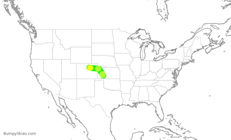 Turbulence forecast map for SKW424, DEN to DDC
