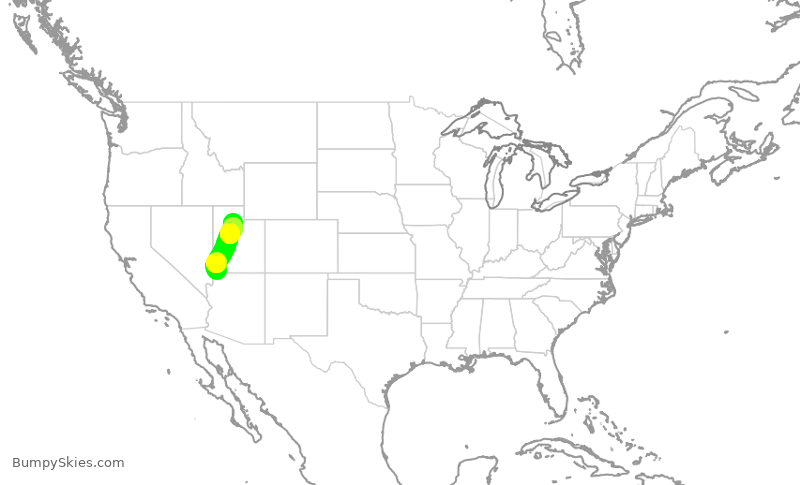 Turbulence forecast map for SKW4253, SGU to SLC