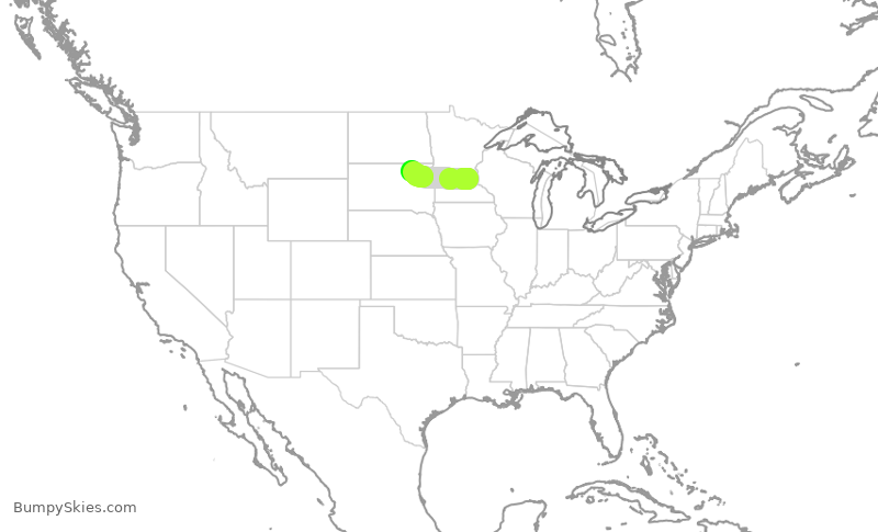 Turbulence forecast map for SKW4262, MSP to ABR