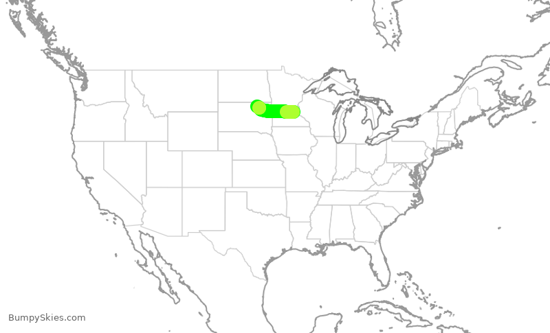 Turbulence forecast map for SKW4264, MSP to ABR