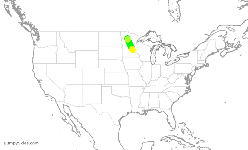 Turbulence forecast map for SKW4283, MSP to BJI