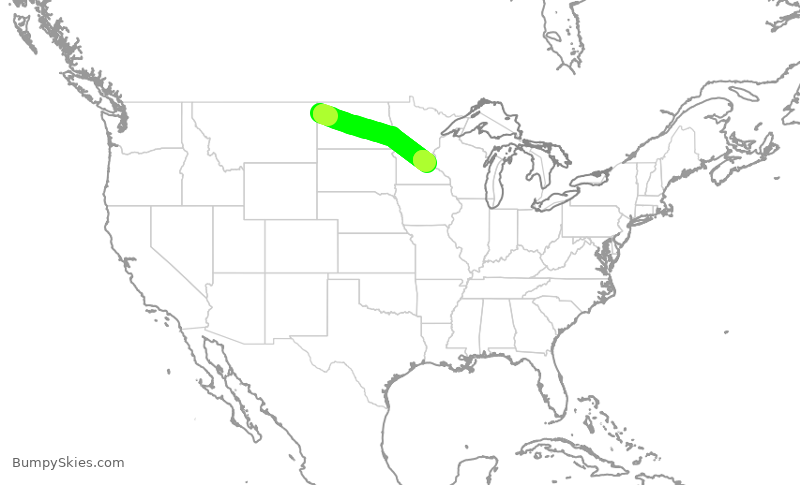 Turbulence forecast map for SKW4284, XWA to MSP