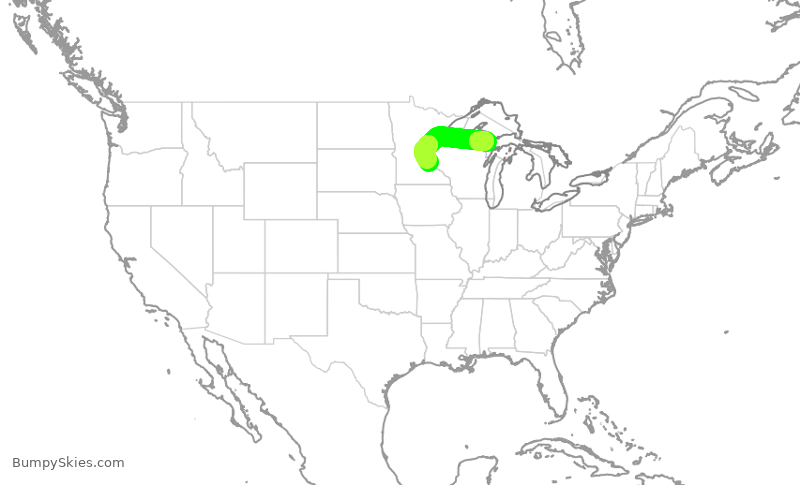 Turbulence forecast map for SKW4295, MQT to MSP