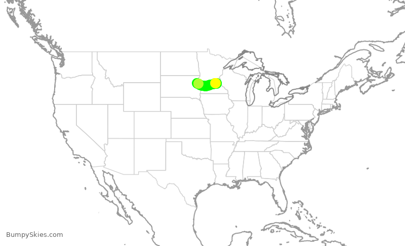 Turbulence forecast map for SKW4298, ATY to MSP