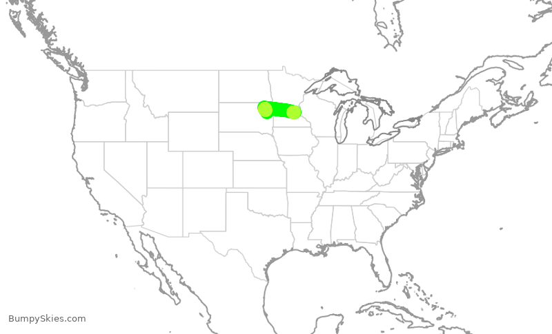 Turbulence forecast map for SKW4299, MSP to ATY