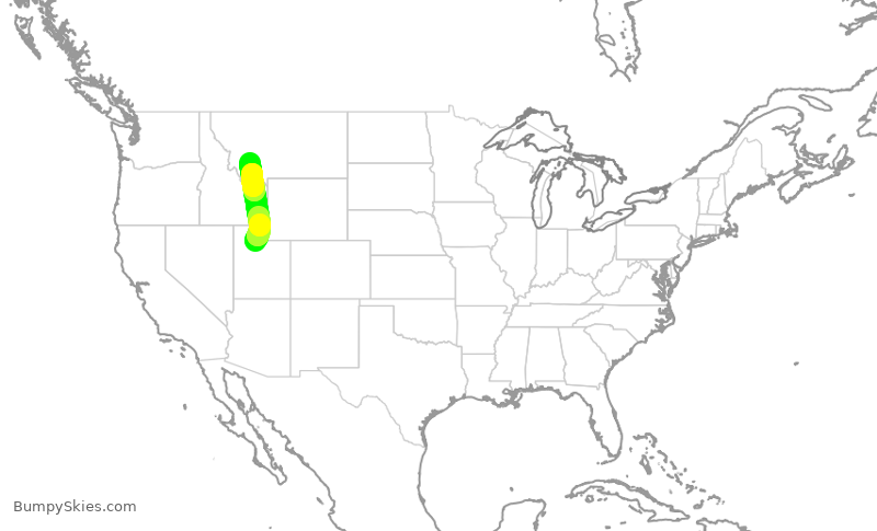 Turbulence forecast map for SKW4312, SLC to BTM