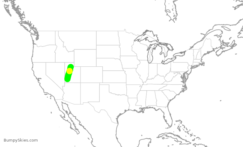Turbulence forecast map for SKW4318, CDC to SLC