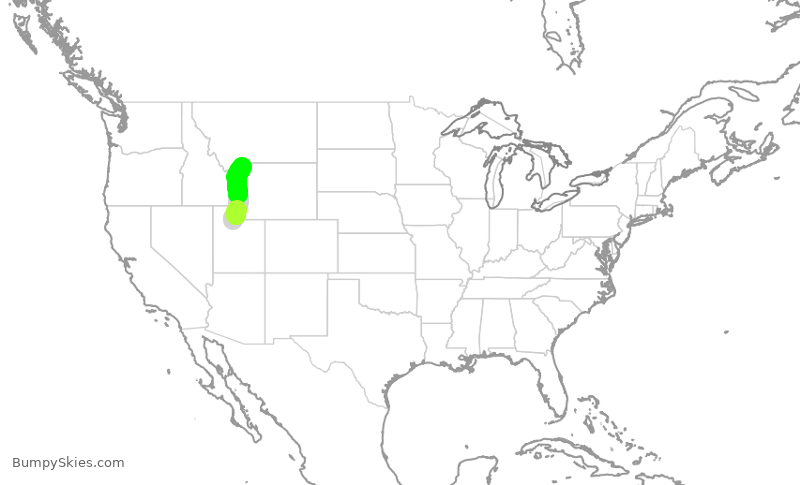 Turbulence forecast map for SKW4320, SLC to WYS