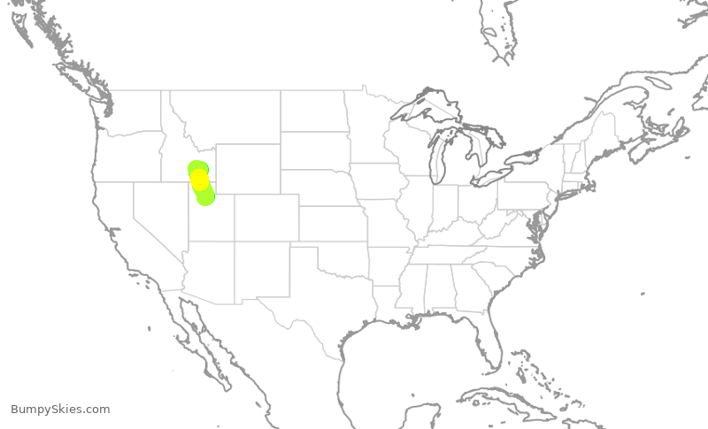 Turbulence forecast map for SKW4327, PIH to SLC