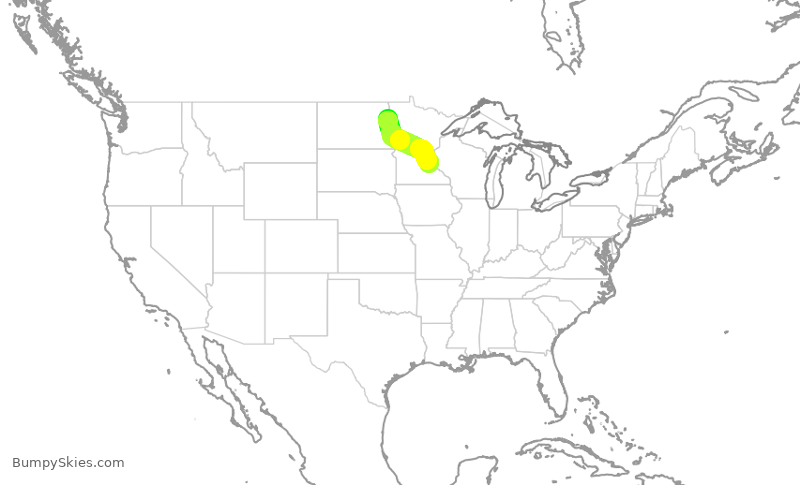 Turbulence forecast map for SKW4329, GFK to MSP