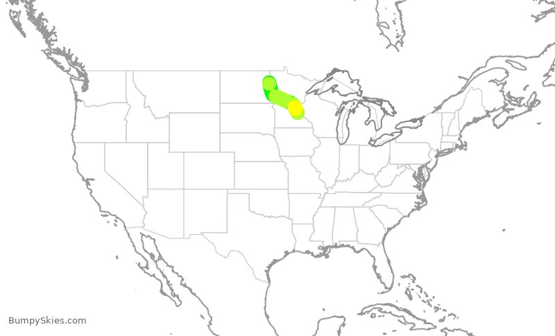 Turbulence forecast map for SKW4330, GFK to MSP
