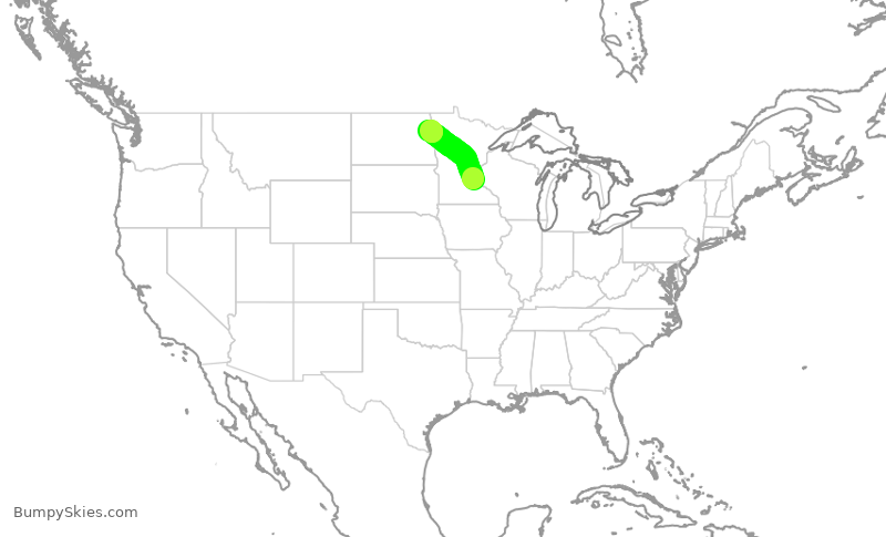 Turbulence forecast map for SKW4330, MSP to GFK