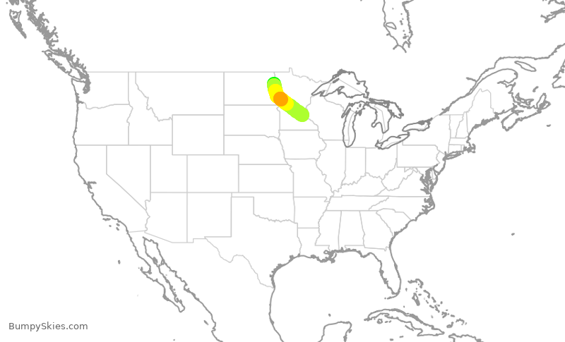Turbulence forecast map for SKW4331, GFK to MSP