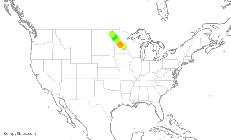 Turbulence forecast map for SKW4331, MSP to GFK