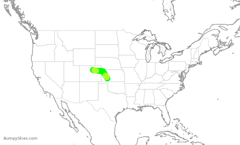 Turbulence forecast map for SKW442, DEN to DDC