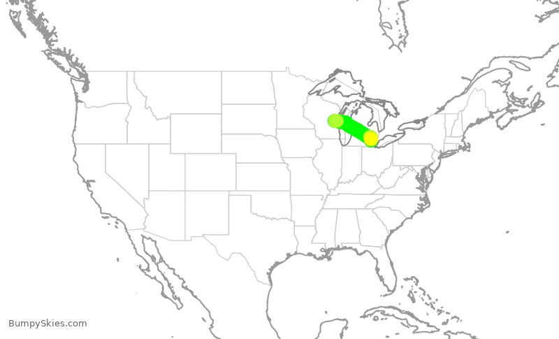 Turbulence forecast map for SKW4440, ATW to DTW