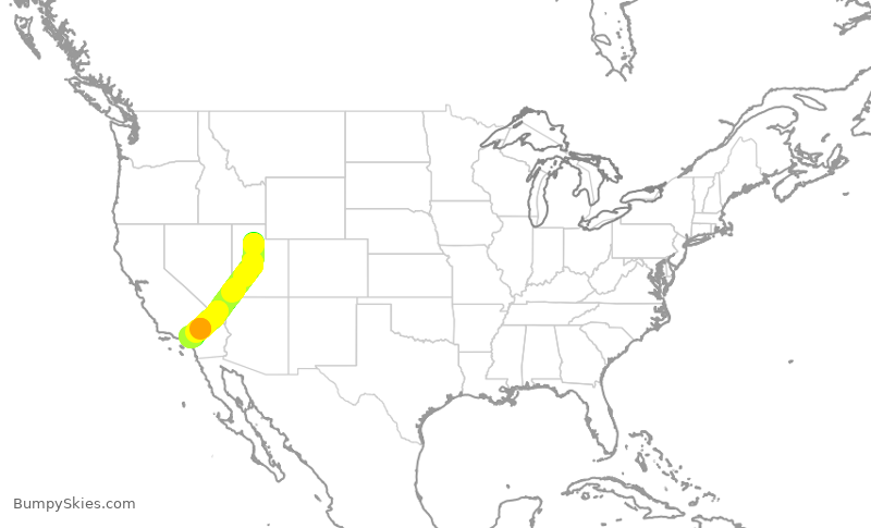 Turbulence forecast map for SKW4443, SLC to ONT