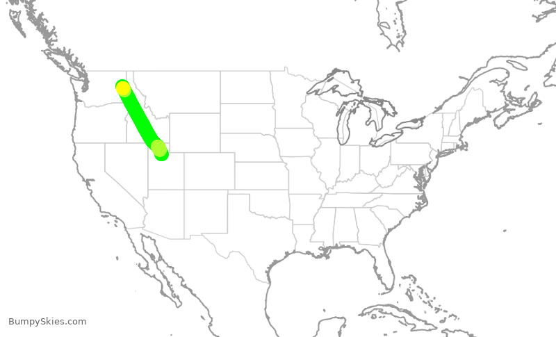 Turbulence forecast map for SKW4444, GEG to SLC