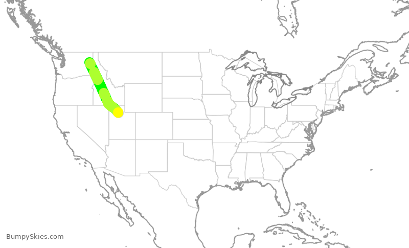 Turbulence forecast map for SKW4444, SLC to GEG
