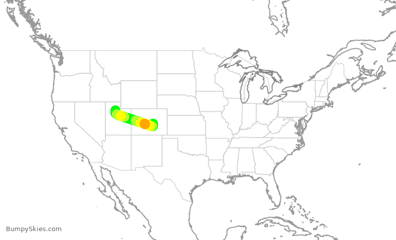 Turbulence forecast map for SKW4449, SLC to COS