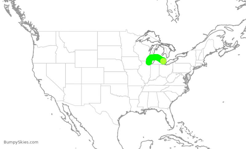 Turbulence forecast map for SKW4456, ORD to DTW