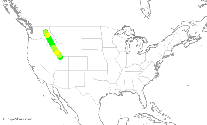 Turbulence forecast map for SKW4457, GEG to SLC
