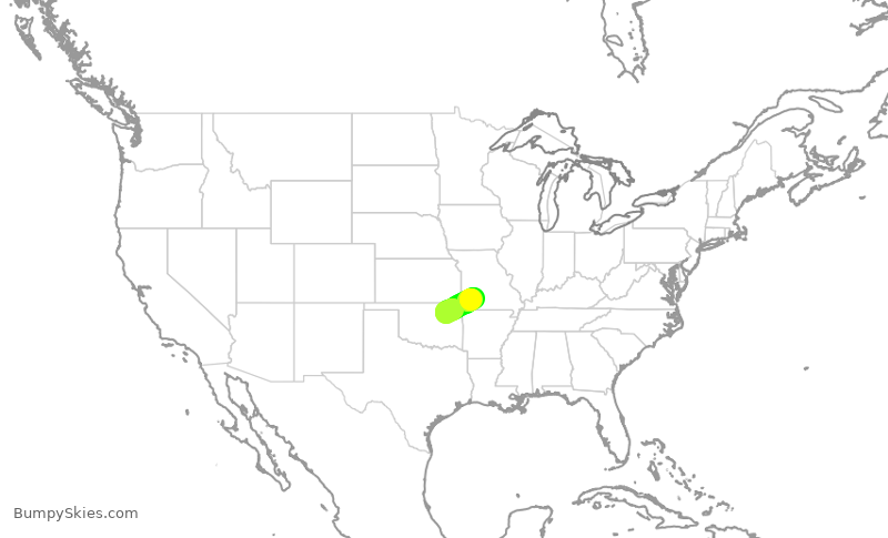 Turbulence forecast map for SKW445, TUL to SGF