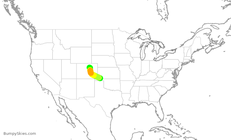 Turbulence forecast map for SKW450, DEN to LBL