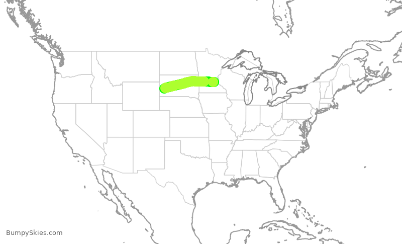 Turbulence forecast map for SKW4618, MSP to RAP