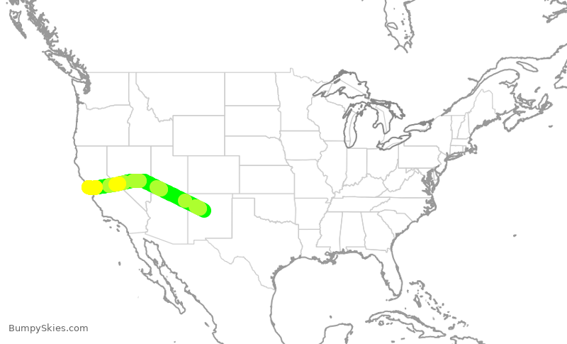Turbulence forecast map for SKW4628, ABQ to SFO