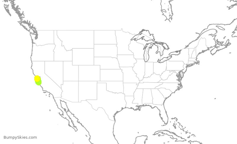 Turbulence forecast map for SKW4633, MRY to SFO