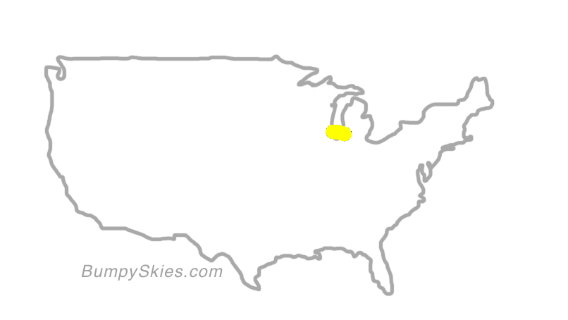 Map of continental US with illustrated flight path and turbulence forecast (described in text below)