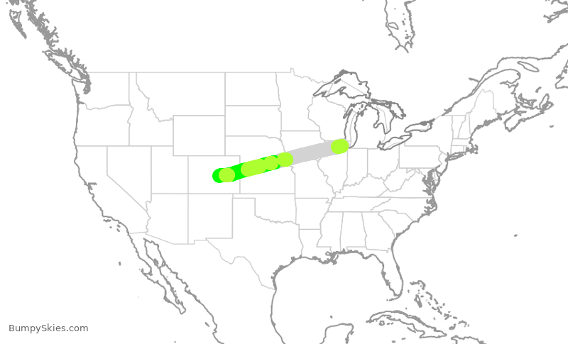Turbulence forecast map for SKW4638, ORD to COS