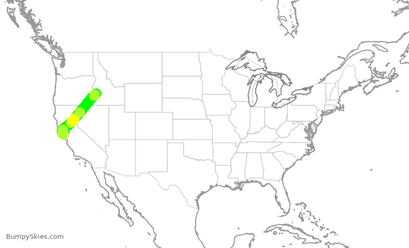 Turbulence forecast map for SKW4639, BOI to SFO