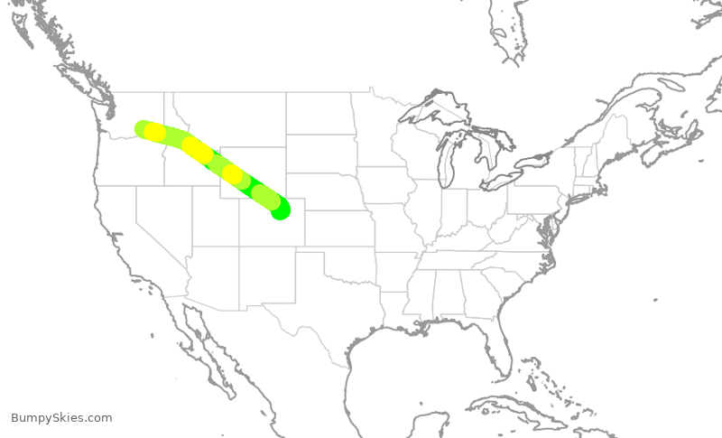 Turbulence forecast map for SKW463, DEN to PSC