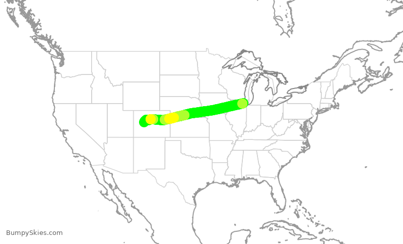 Turbulence forecast map for SKW4646, ORD to ASE