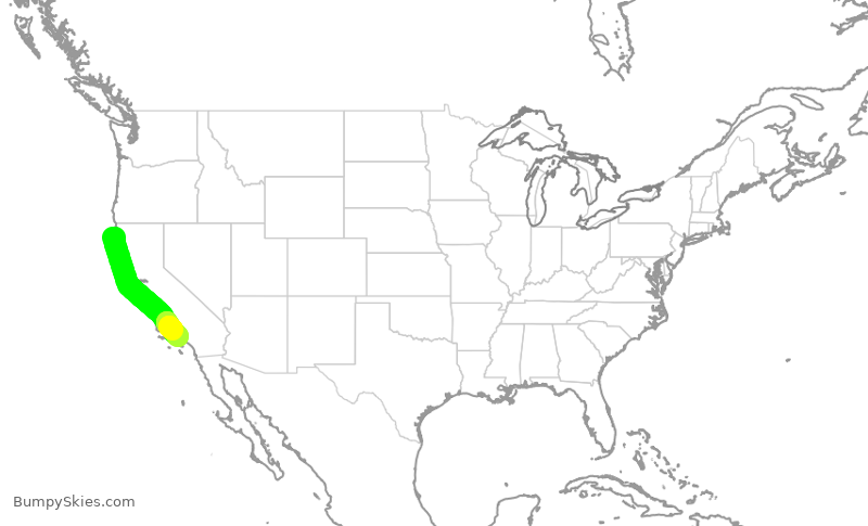 Turbulence forecast map for SKW4647, ACV to LAX