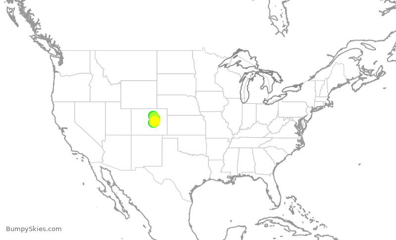 Turbulence forecast map for SKW4647, COS to DEN