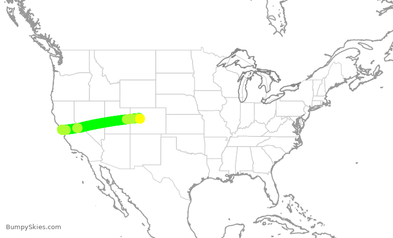 Turbulence forecast map for SKW4657, ASE to SFO