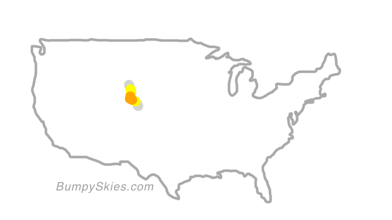 Map of continental US with illustrated flight path and turbulence forecast (described in text below)