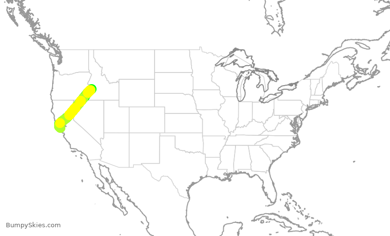 Turbulence forecast map for SKW4661, BOI to SFO