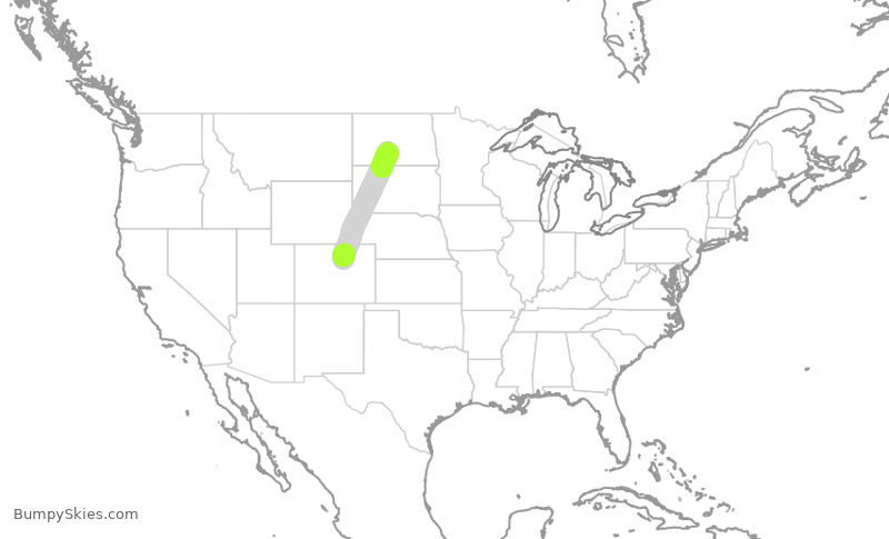 Turbulence forecast map for SKW4663, DEN to BIS