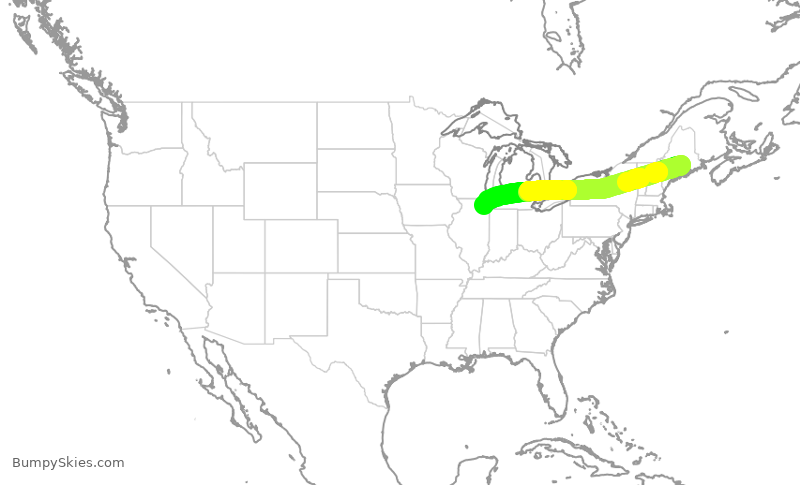 Turbulence forecast map for SKW4667, BGR to ORD