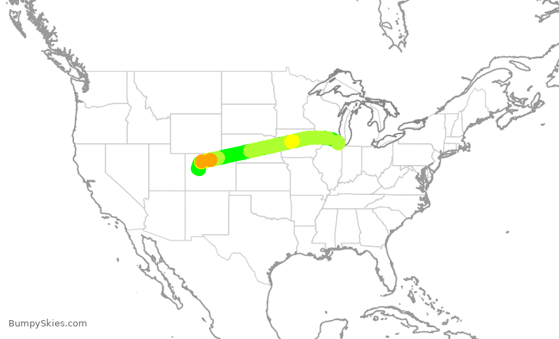 Turbulence forecast map for SKW4669, ASE to ORD