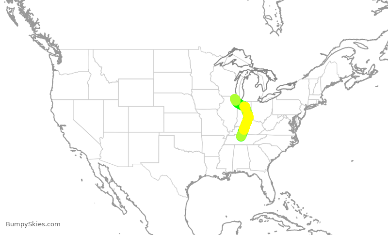 Turbulence forecast map for SKW4676, BNA to ORD