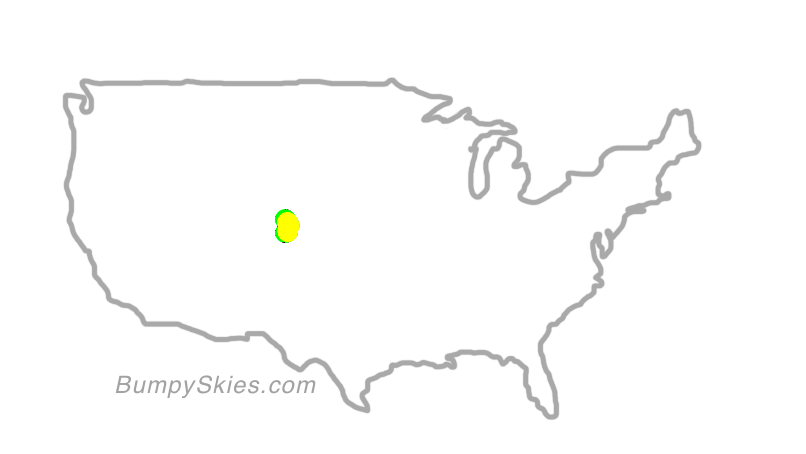 Map of continental US with illustrated flight path and turbulence forecast (described in text below)