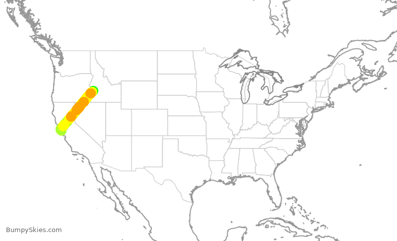 Turbulence forecast map for SKW4678, BOI to SFO