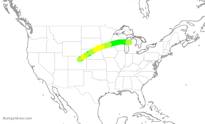 Turbulence forecast map for SKW4680, DEN to TVC